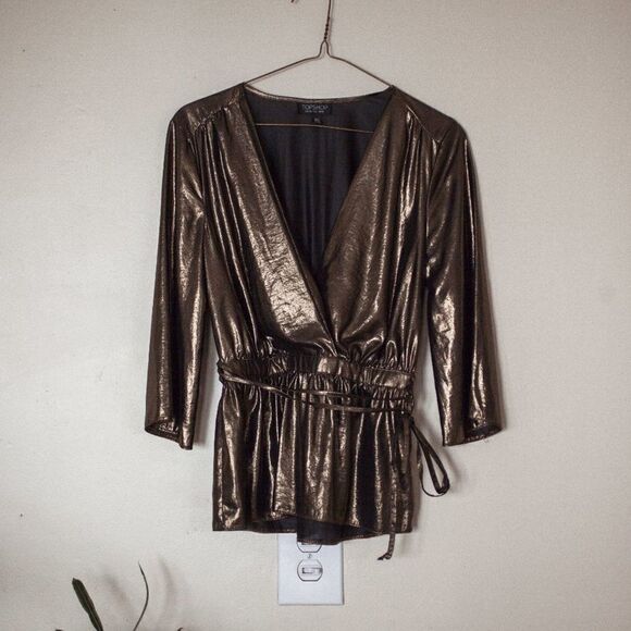 Topshop Tops - TopShop Metallic Wrap Shirt